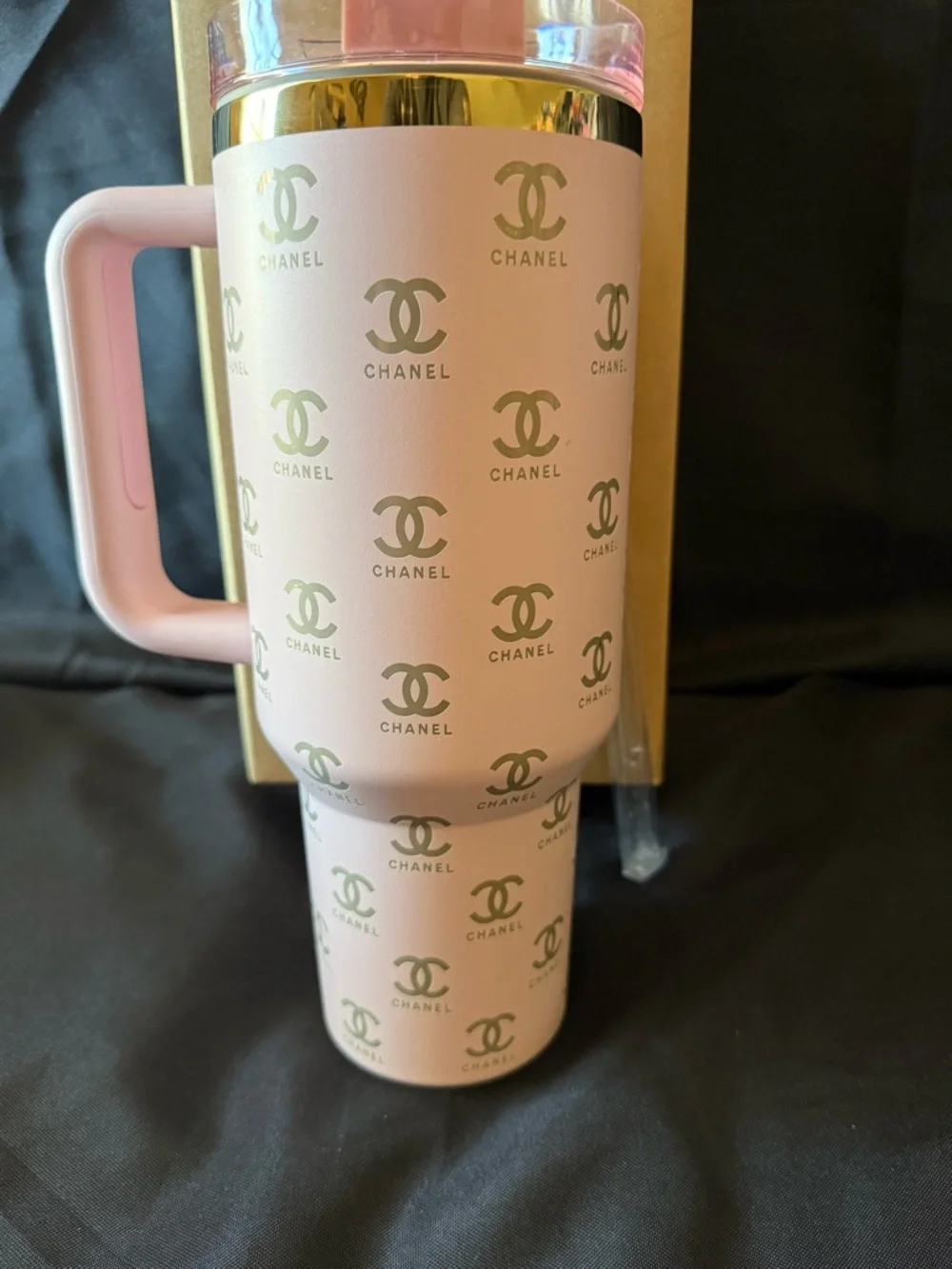 New Stanley 40oz Pink Gold Laser CEngravedC with Straw - Picture 6 of 7